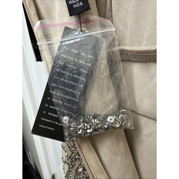 Papell Studio Size 6 Beige Formal Sequin Beaded Formal Dress Cocktail Gown NWT - Picture 14 of 16